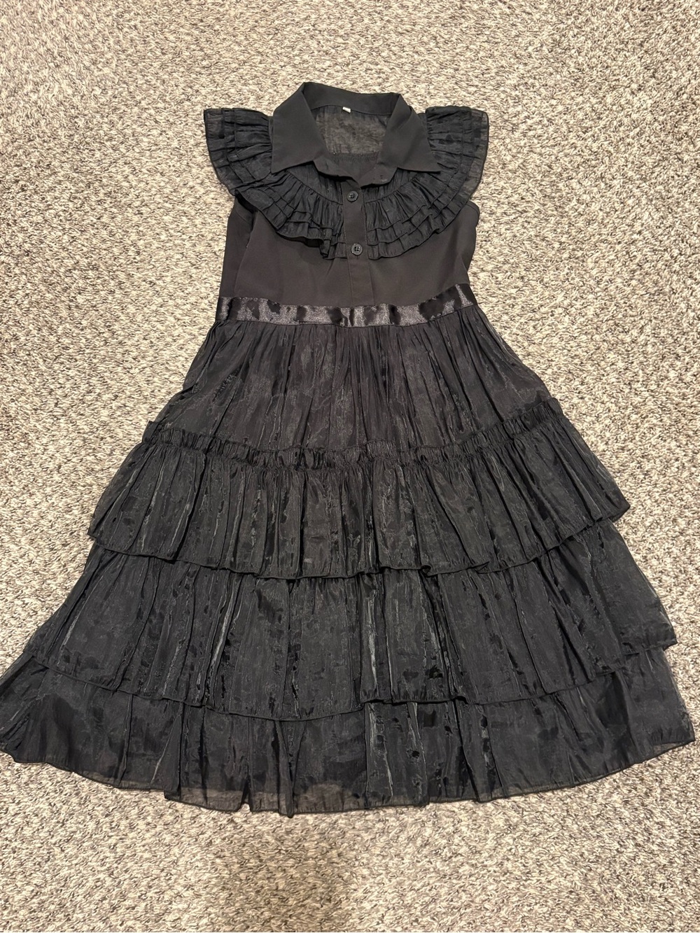 Girls' Black Ruffled Tiered Dress